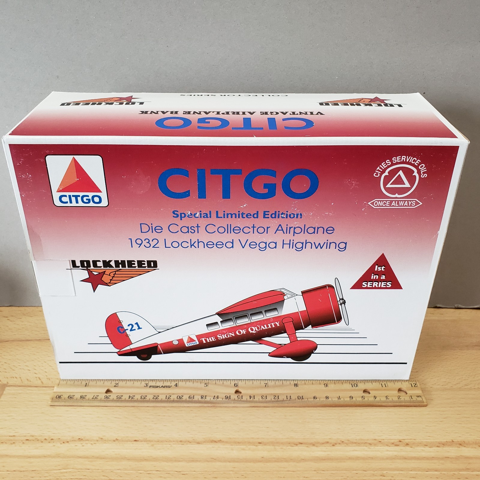 SpecCast Citgo 1932 Lockheed Vega Highwing Airplane Diecast Coin Bank NIB