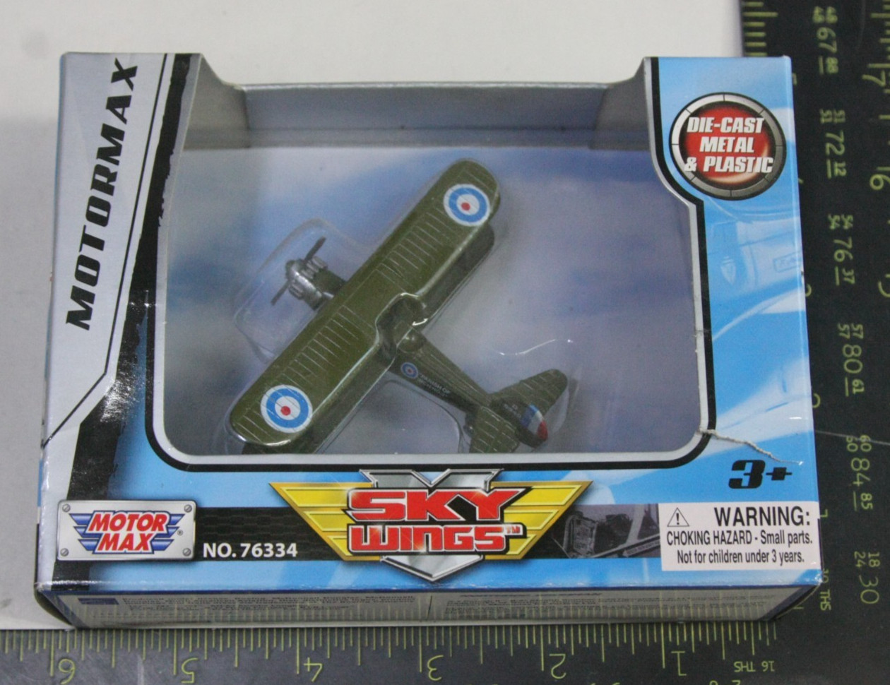 Bi-Plane Diecast 2 1/2″ Long by Motor Max #76334 – NEW Old Stock