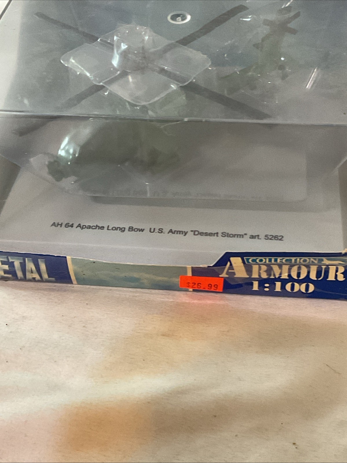 Armour AH 64 Apache Long Bow US Army Desert Storm Art 5262 Metal Model W/box