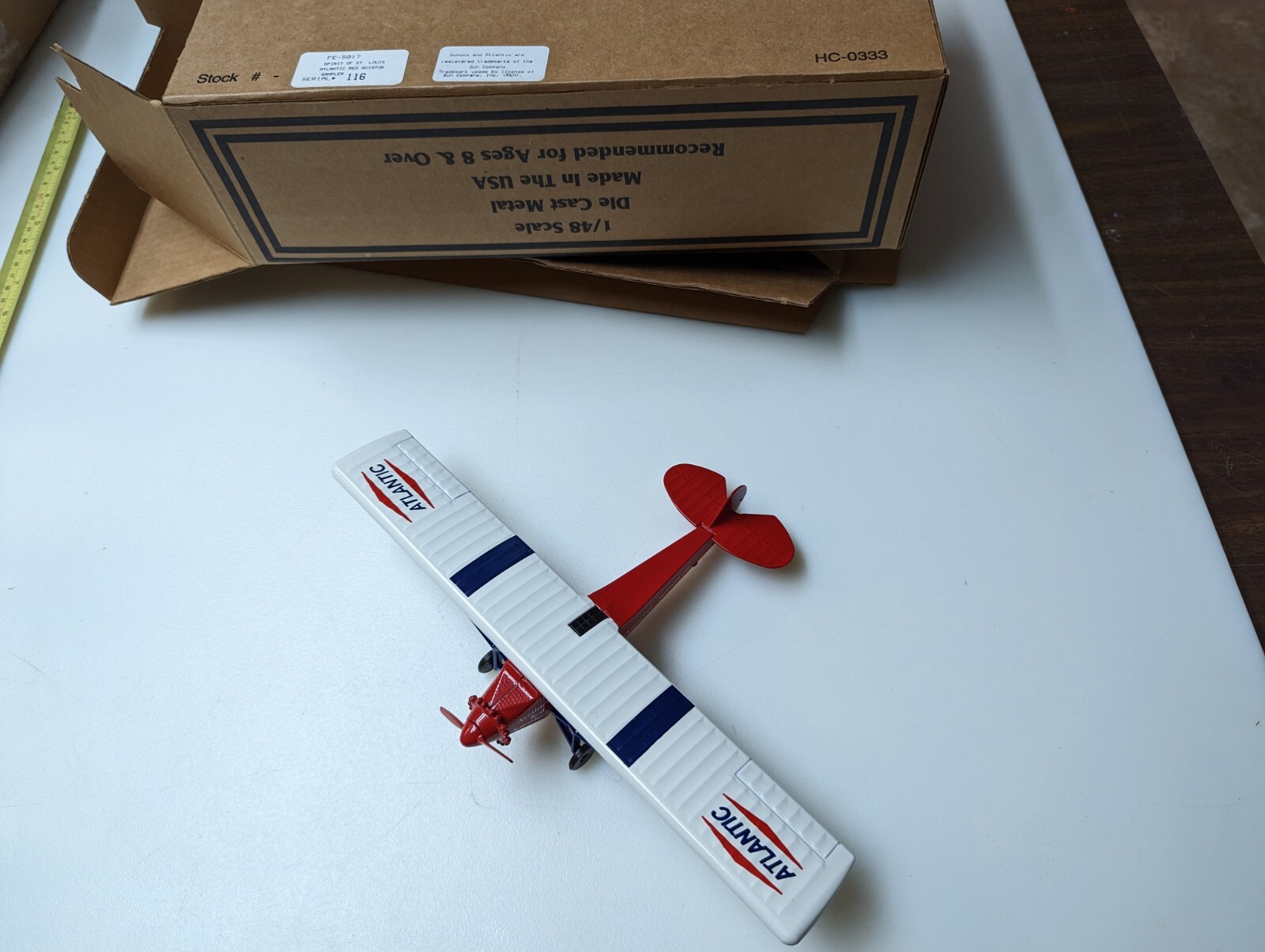 Vintage NOS Spec Cast Spirit St Louis 1/48 Sunoco Oil Sample FE-5017 Plane