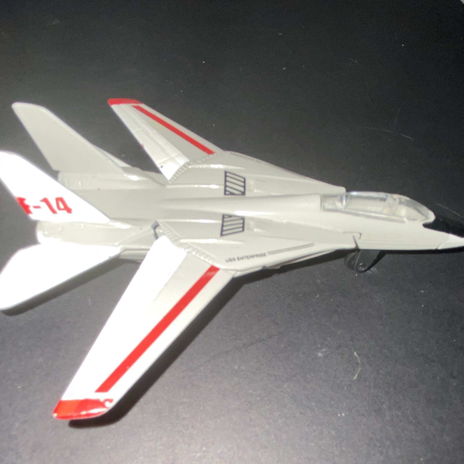 F-14 Fighter Jet Plastic Military Airplane Toy Aircraft, Gray/White/Red