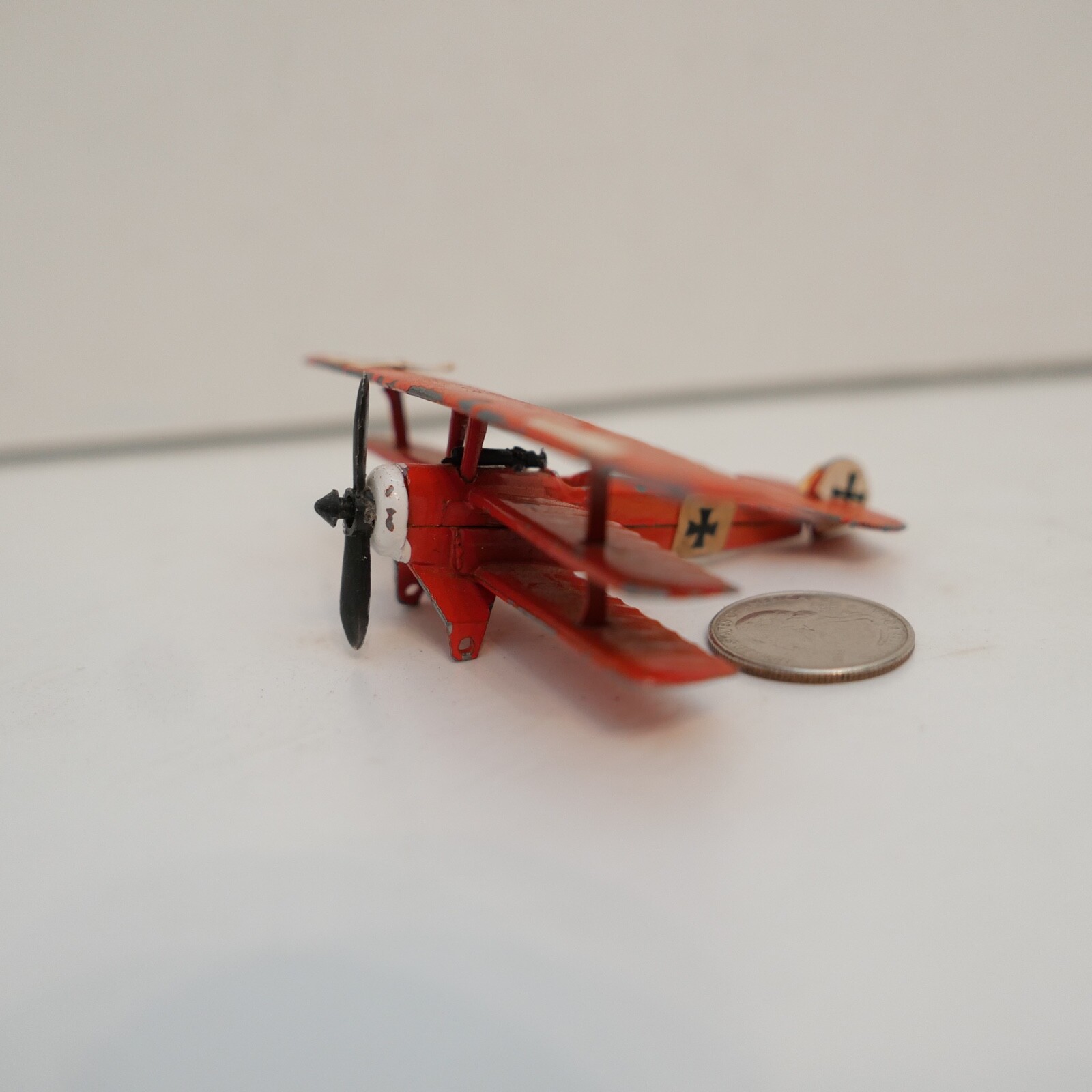 Vintage Fokker dr1 triplane metal diecast no. A-02 Hong Kong Red Baron no wheels