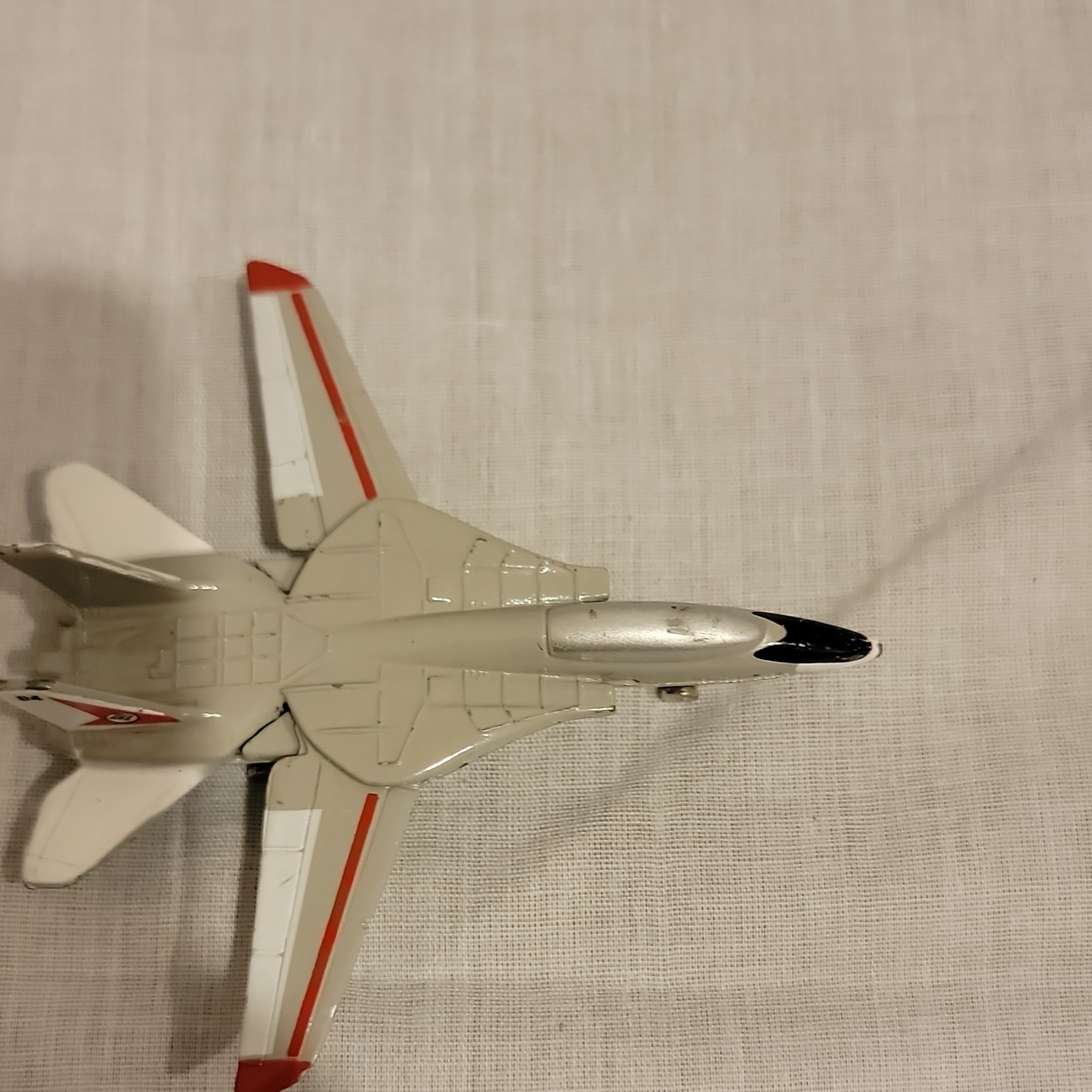 F-14 Tomcat Diecast Military Airplane Gray White Red Black Model Pre-owned