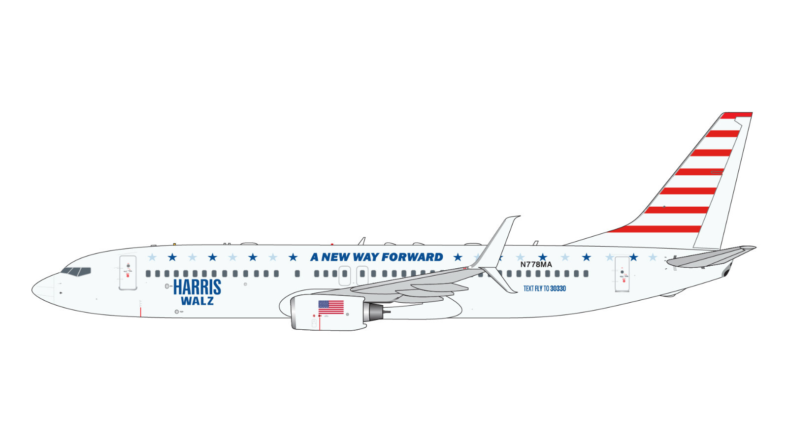 GeminiJets 1:400 Harris-Walz Campaign Boeing 737-800 N778MA GJKAI2322 PREORDER