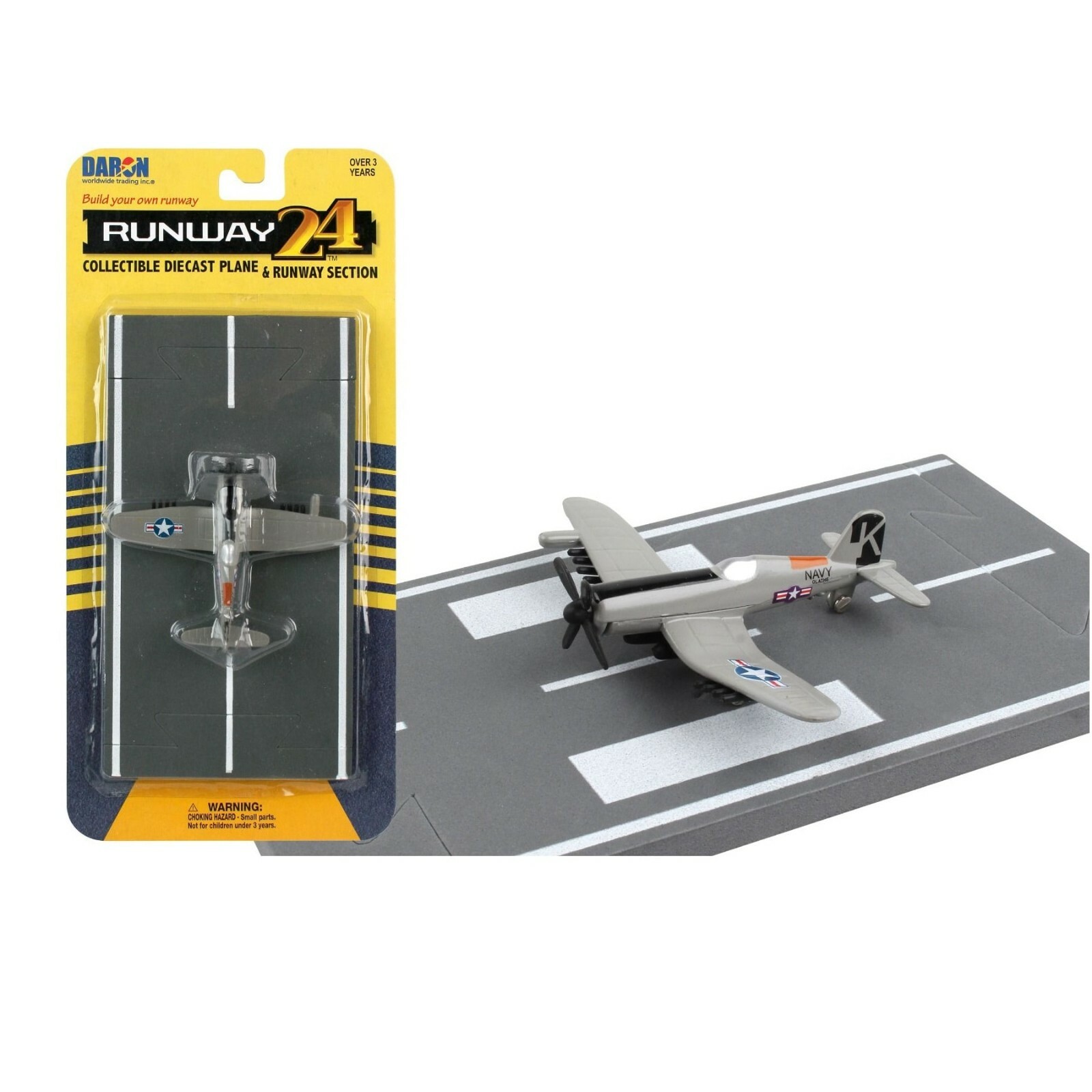 Daron Runway24 Diecast Metal Toy with Runway Section – F4U Corsair US Navy