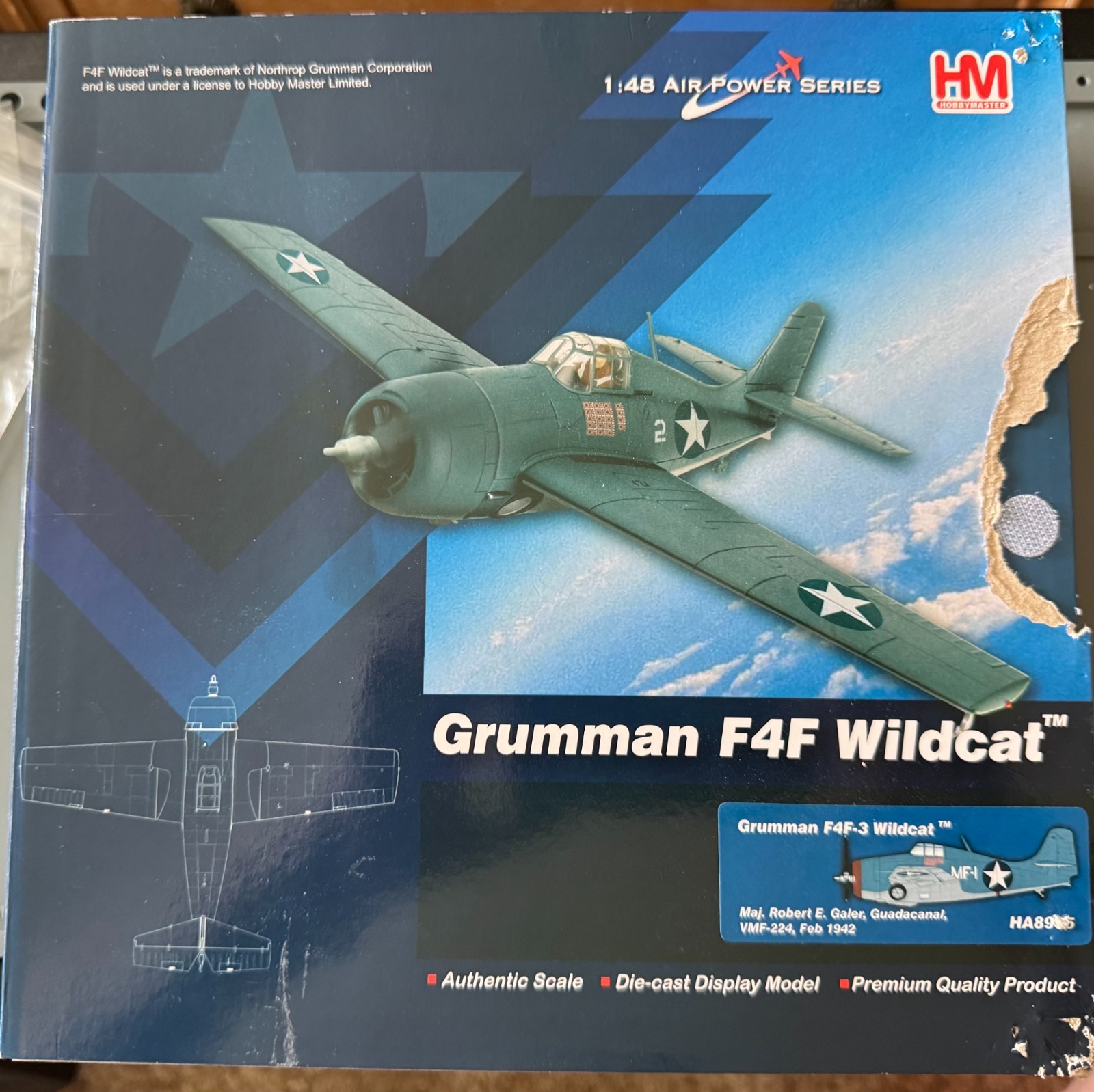 NIB with box issue 1/48 Hobby Master HA8905 F4F Wildcat VMF-224