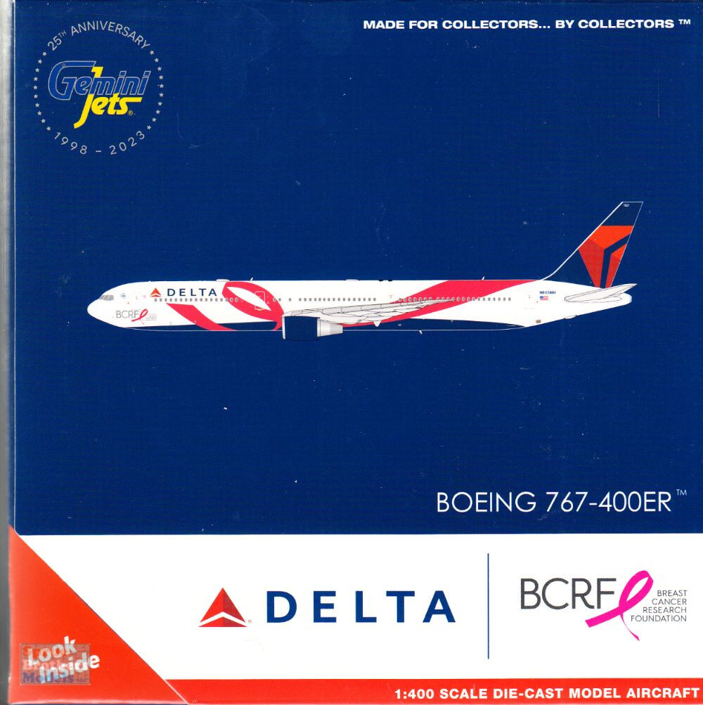 GEMGJ2154 1:400 Gemini Jets Delta Airlines B767-400ER #N845MH ‘Breast Cancer