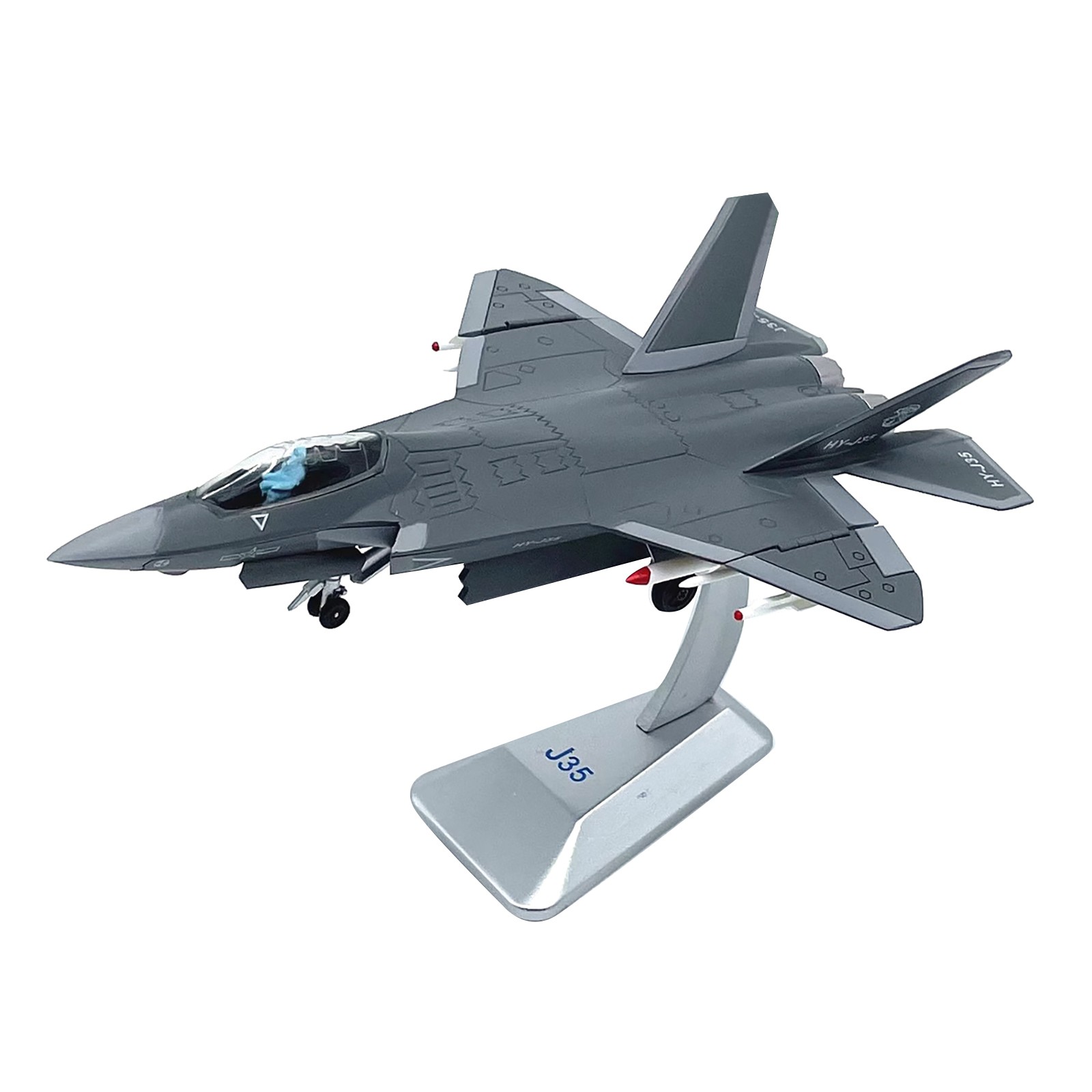 6.9in 1/100 China Air Force J-35 Fighter Model Plane Finished Alloy Decoration