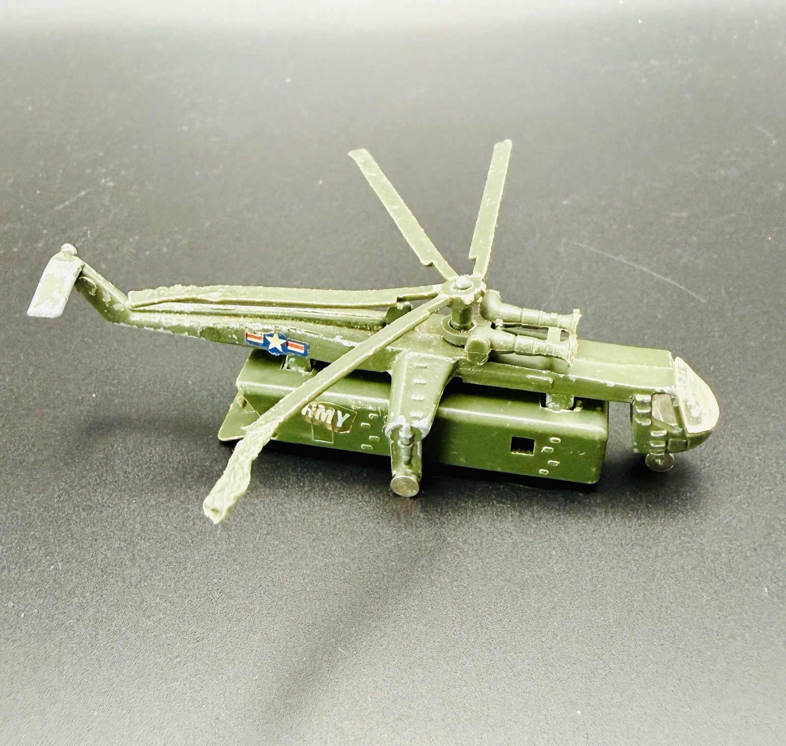 1980s ZYLMEX US Army Sikorsky CH-54 Skycrane Helicopter Vintage Diecast Toy