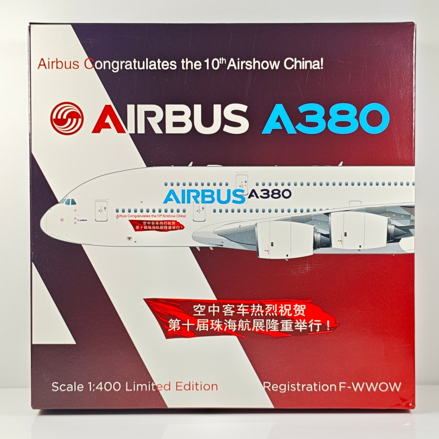 HYJL wings 1/400 original Boeing A380 F-WWOW Zhuhai Air Show aircraft model