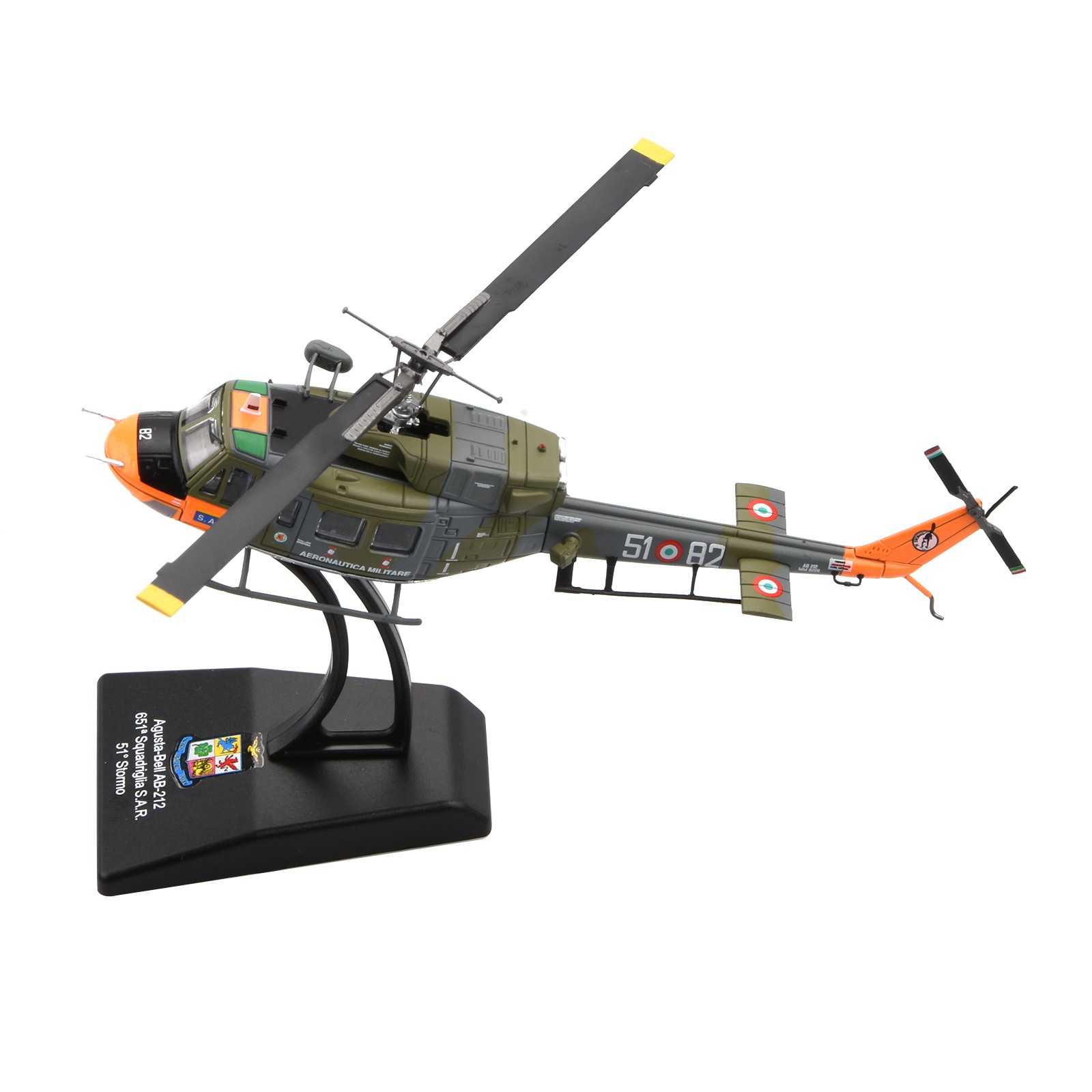 For Agusta-Bell AB 212 Helicopter Italian Navy 1:100 Alloy Model /w Display Base