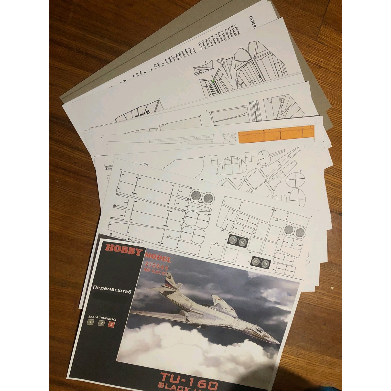 1:72 Unassembled Tupolev Tu-160 Jack Bomber Aircraft Paper Model Military Plane