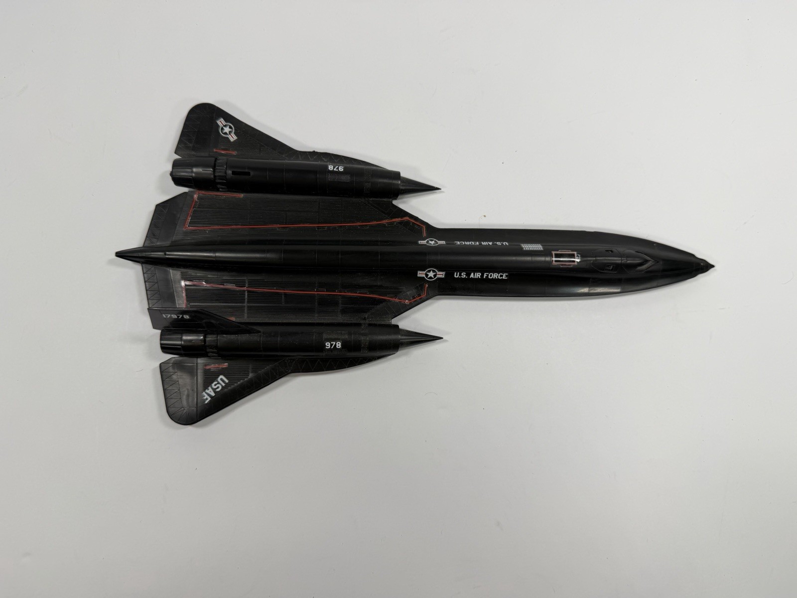 Black Air Force SR-71A Blackbird Die Cast Jet Plane Toy Back Action 8″