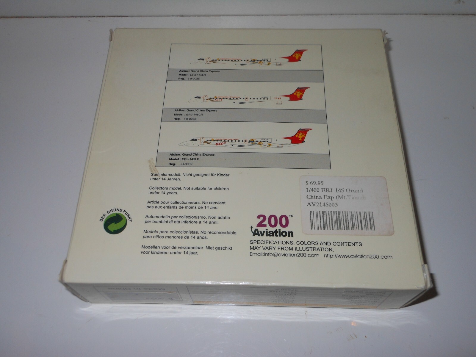 Aviation 200 Die Cast GRAND CHINA EXPRESS B-3033 Model plane 1:200 scale