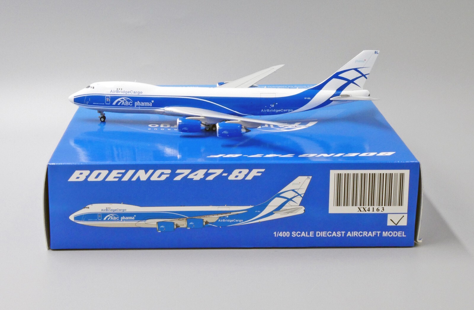 JC Wings 1:400 AirBridgeCargo Boeing B747-800F ‘Pharma’ VQ-BBL Diecast Model