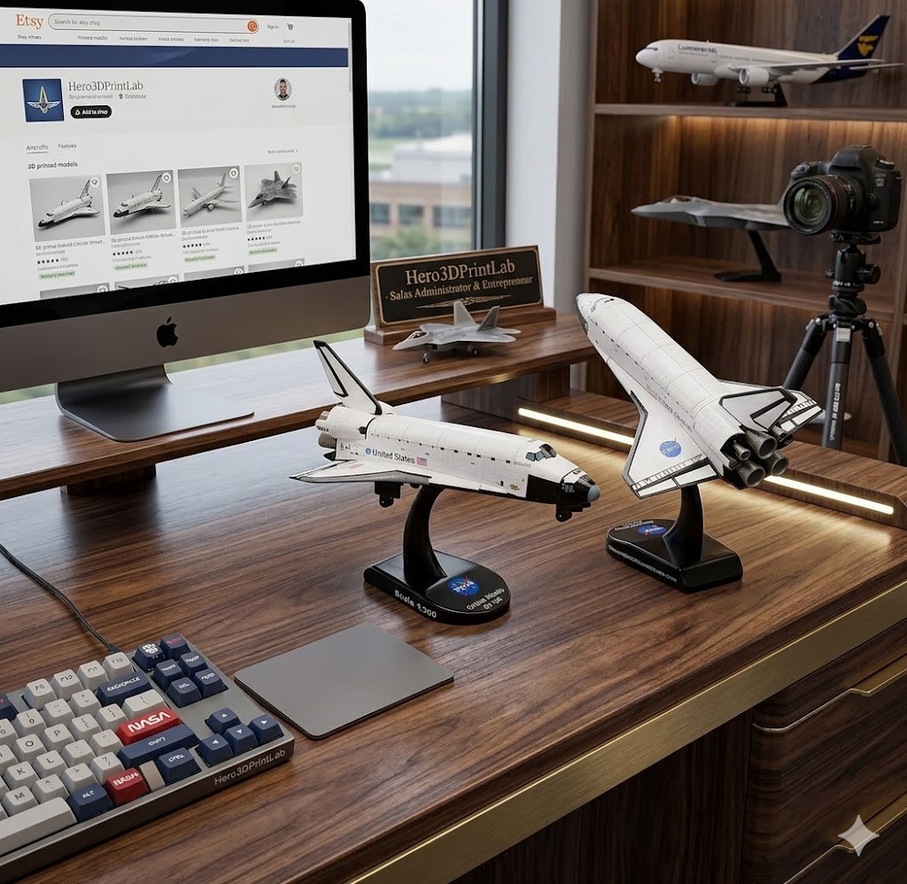 Space Shuttle Atlantis Die-Cast Spacecraft Model – 1/300 Scale NASA Orbiter Disp