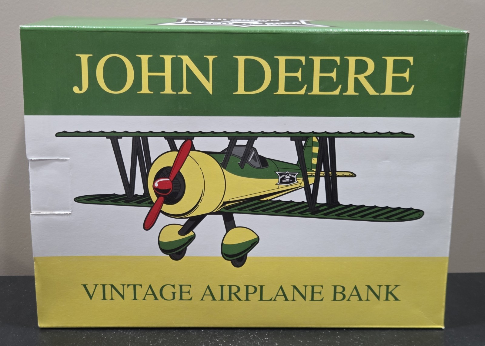 Spec Cast John Deere Diecast Vintage Airplane Bank 1934 Stearman Bi-Plane