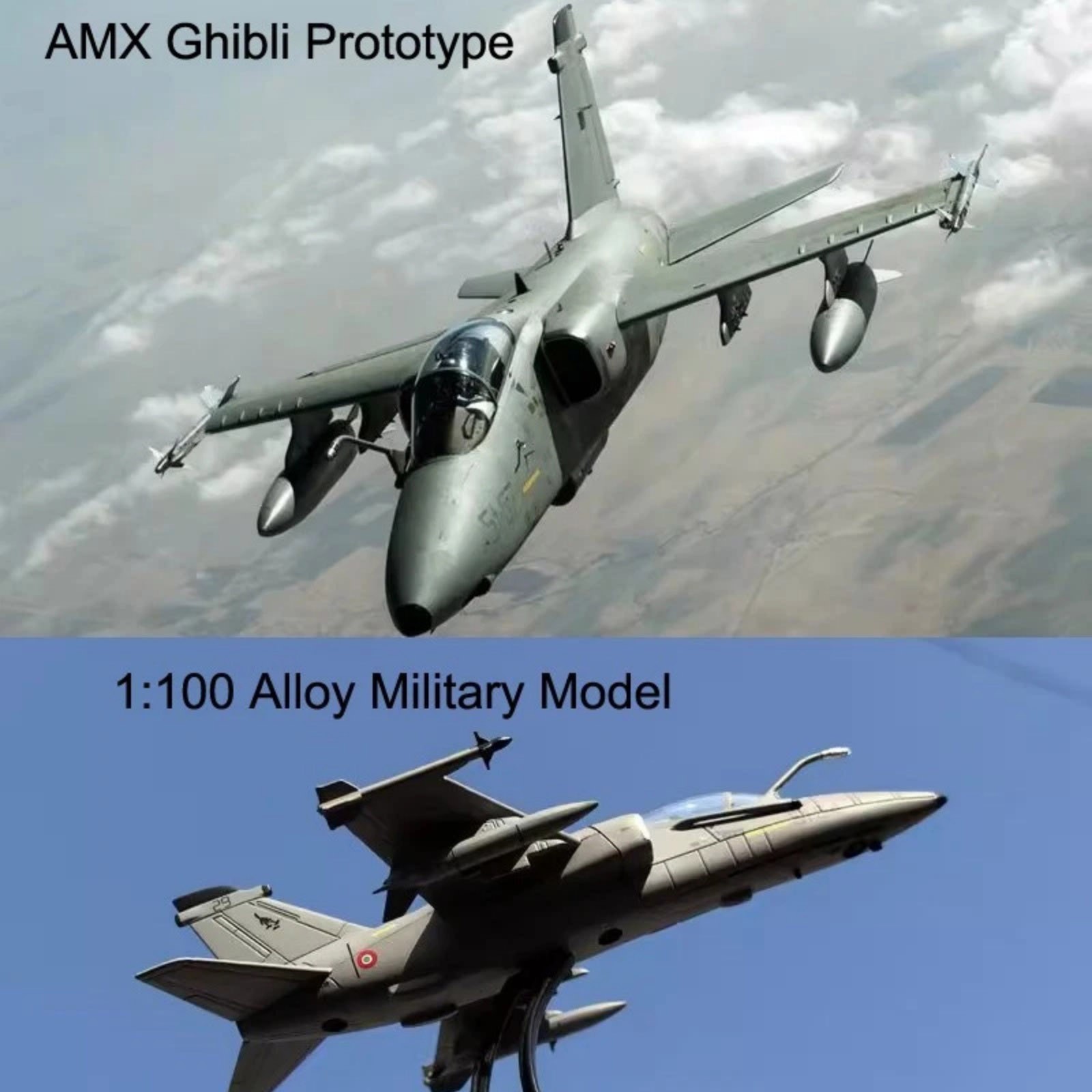Italian Air Force AMX Ghibli Attack Fighter Diecast Alloy Model In 1:100 Scale