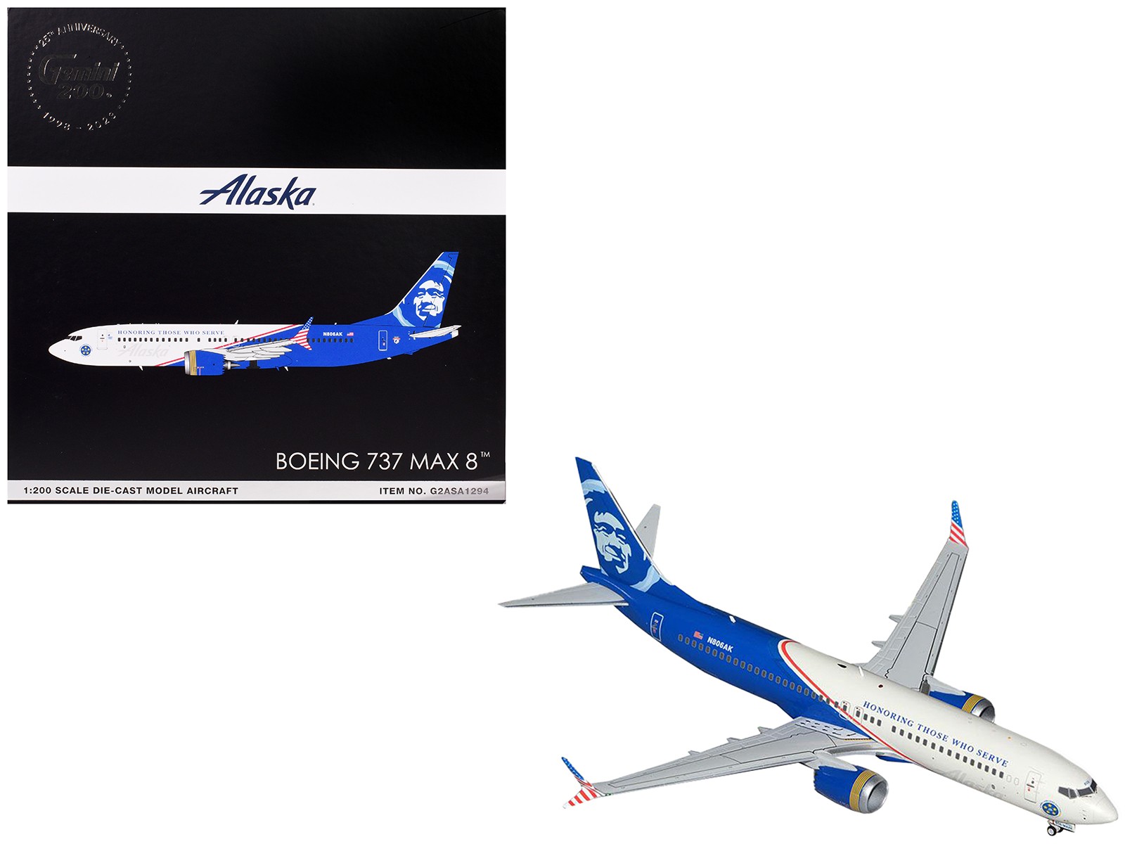 Boeing 737 MAX 8 Alaska Airlines ‘Honoring Those Who Serve’ N806AK Gemini200
