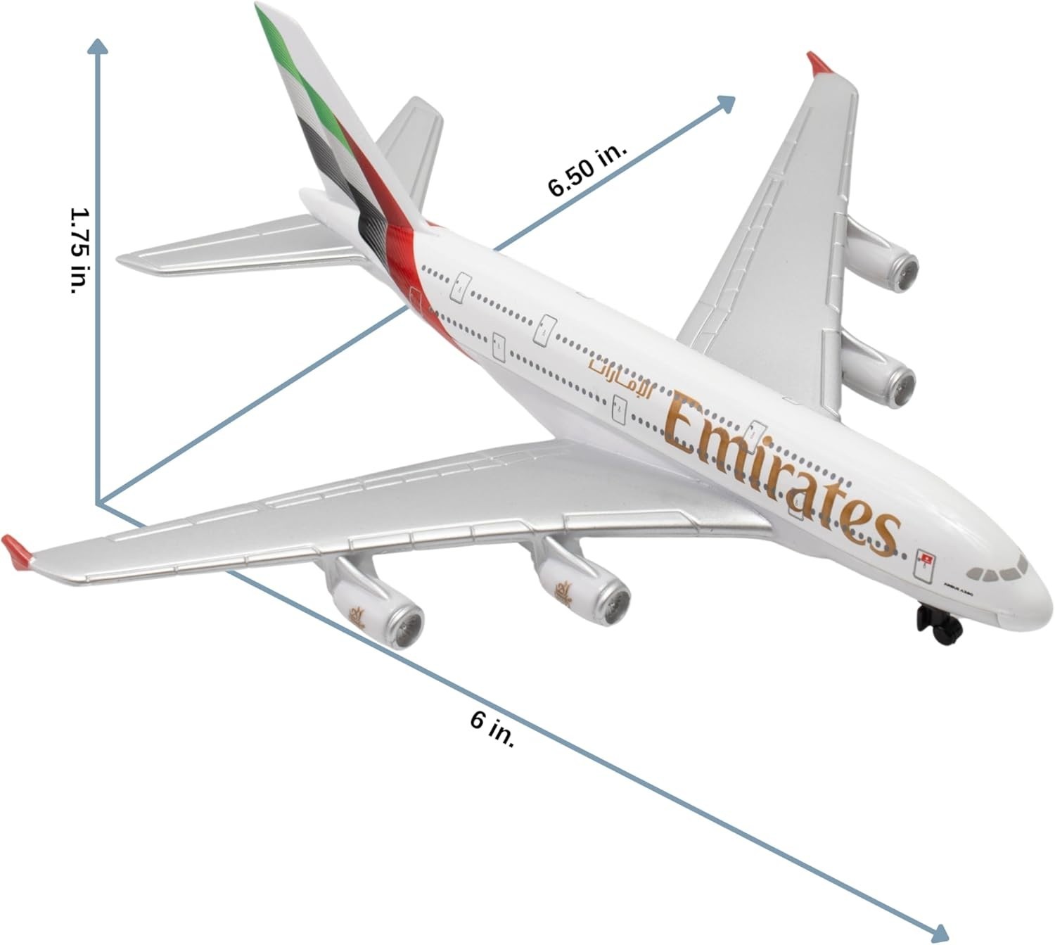 Portable Emirates A380 Die-Cast Model Plane – For Imaginative Play Ages 3+