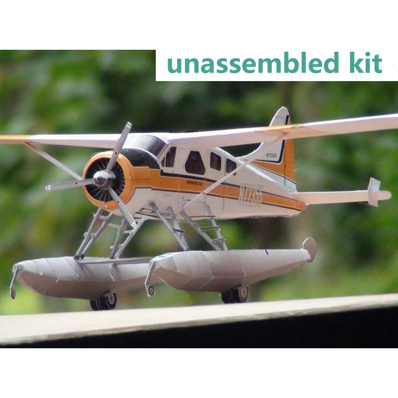 1:32 DHC-2 Beaver Float Seaplane Model 3D Paper Unassembled Kit Souvenir Toy e