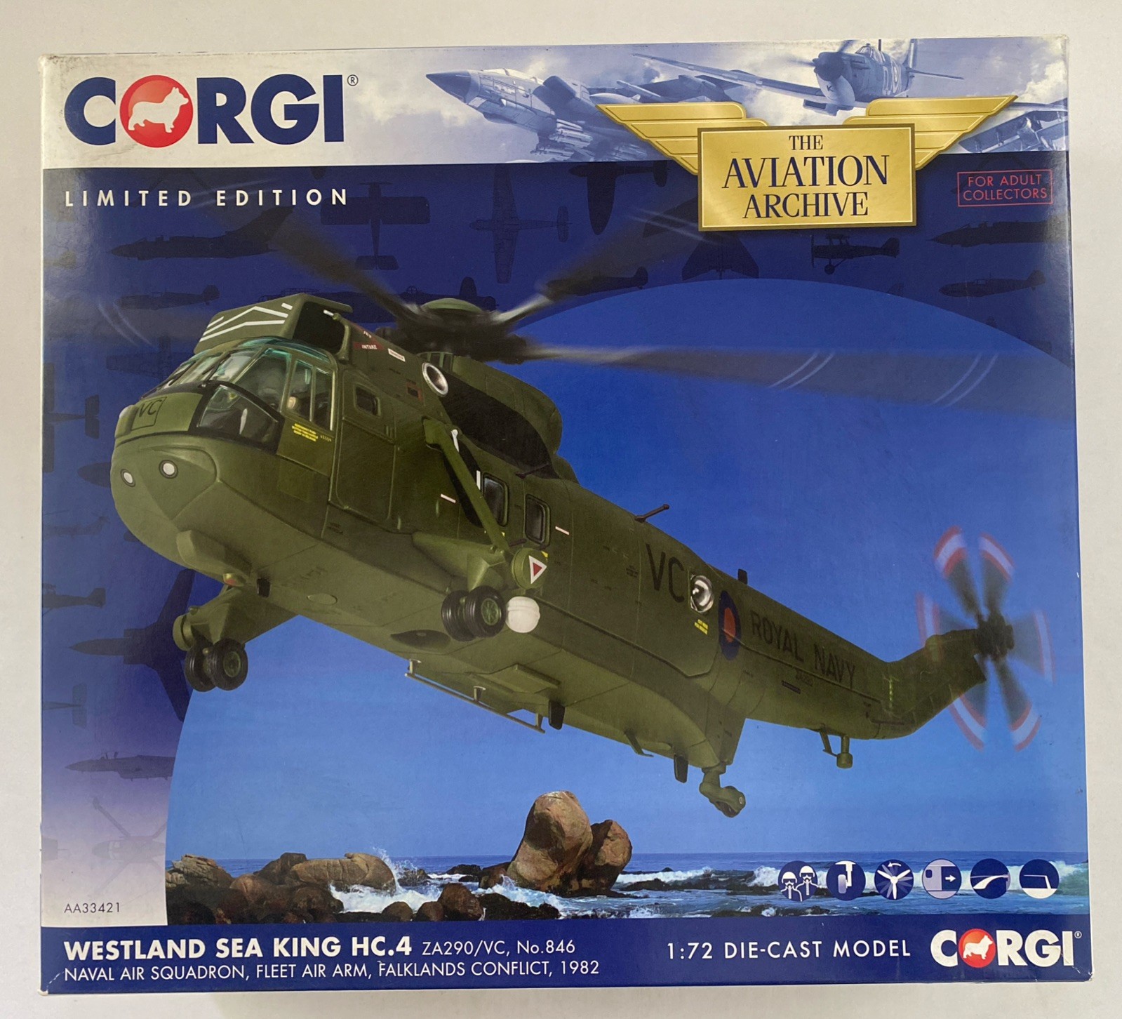 Corgi Aviation 1:72 Westland Sea King HC4 AA33421 Naval Air Sqn Falklands 1982