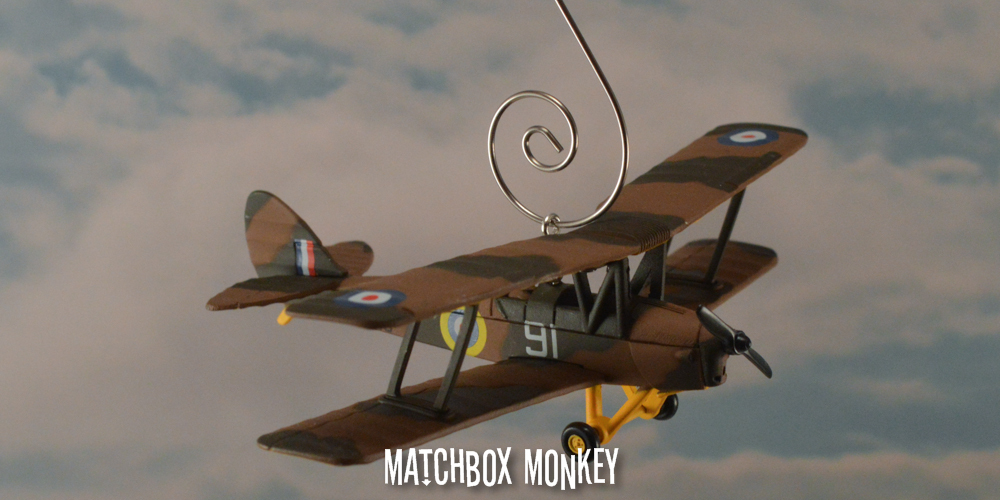 RAF Tiger Moth DH82 Biplane Single Prop Christmas Ornament Airplane Royal Plane