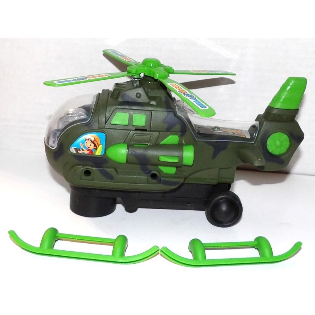 Green Electric Plastic HELICOPTER light and sound – 3AA new batteries included