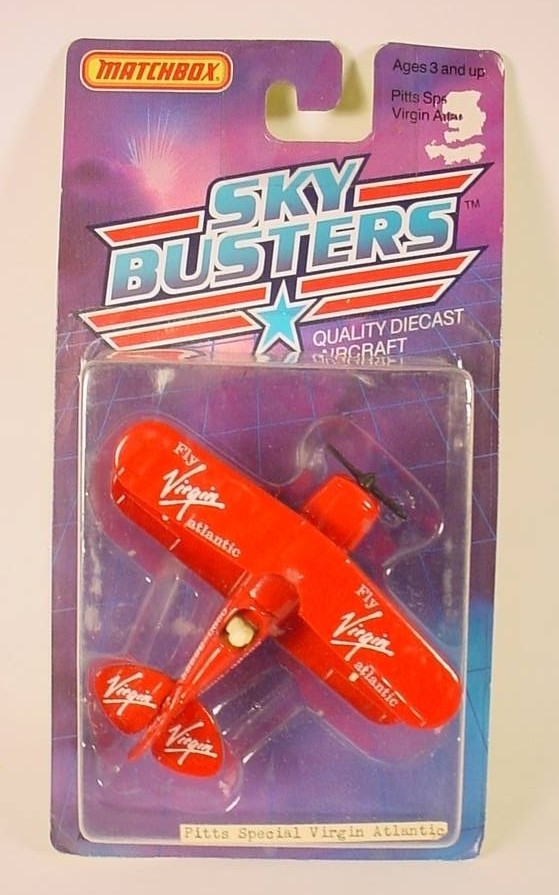 Matchbox Sky Busters SB18 Red Virgin Atlantic Pitts Special Mint On Card