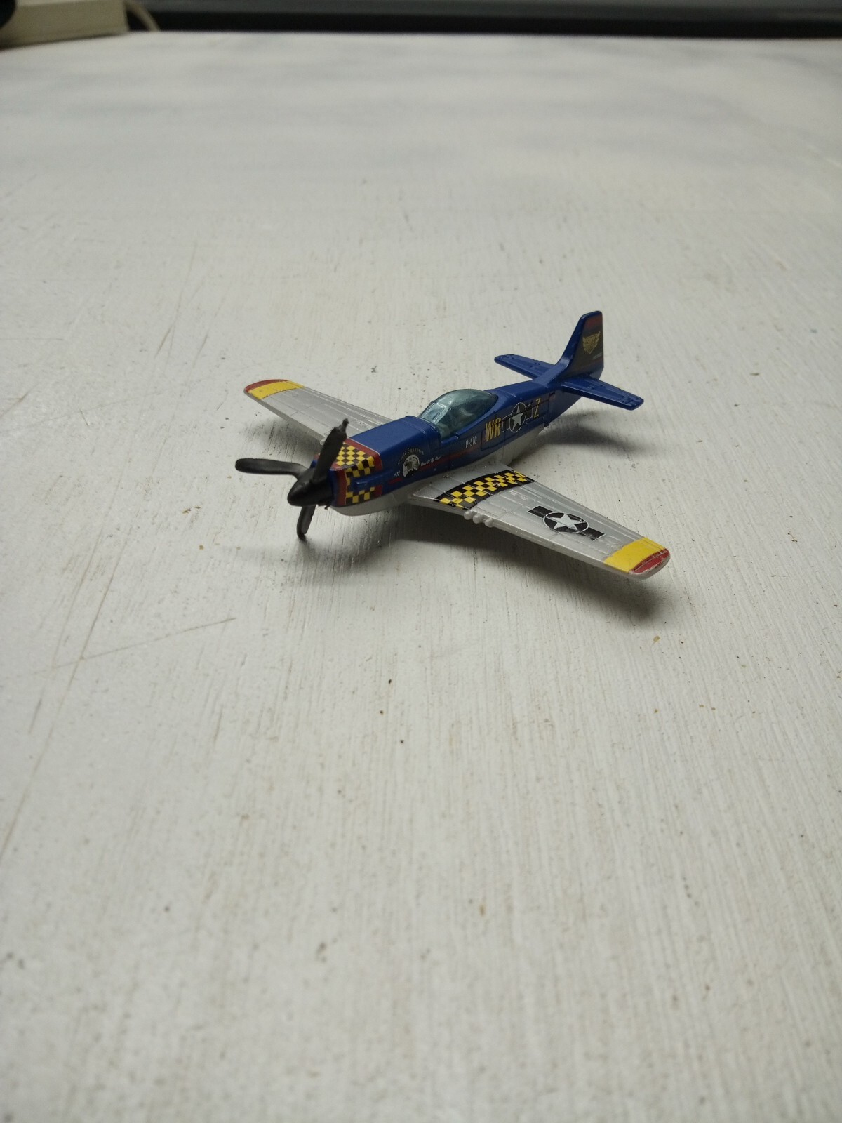 Matchbox 2021 Sky Busters P-14 Blue and Silver Toy Aircraft Plane Mattel