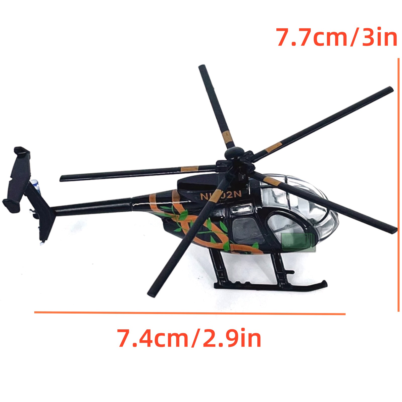 7.4cm Diecast Alloy 1/100 Scale USA Bird MD500 Helicopter Model Decor Craft