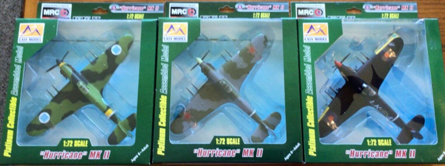 Set of 3 NIB Easy Model 1/72 Hurricane Mk Ⅱ #37243, #37244, & #37245