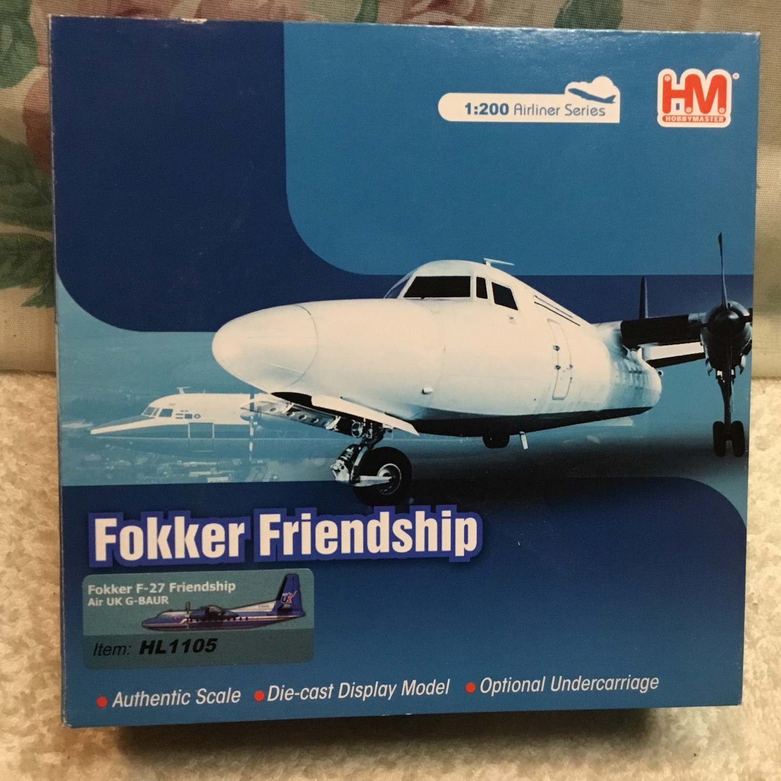 Hobbymaster 1:200 Fokker F-27 Friendship Air UK G-BAUR HL1105 W/Stand Complete