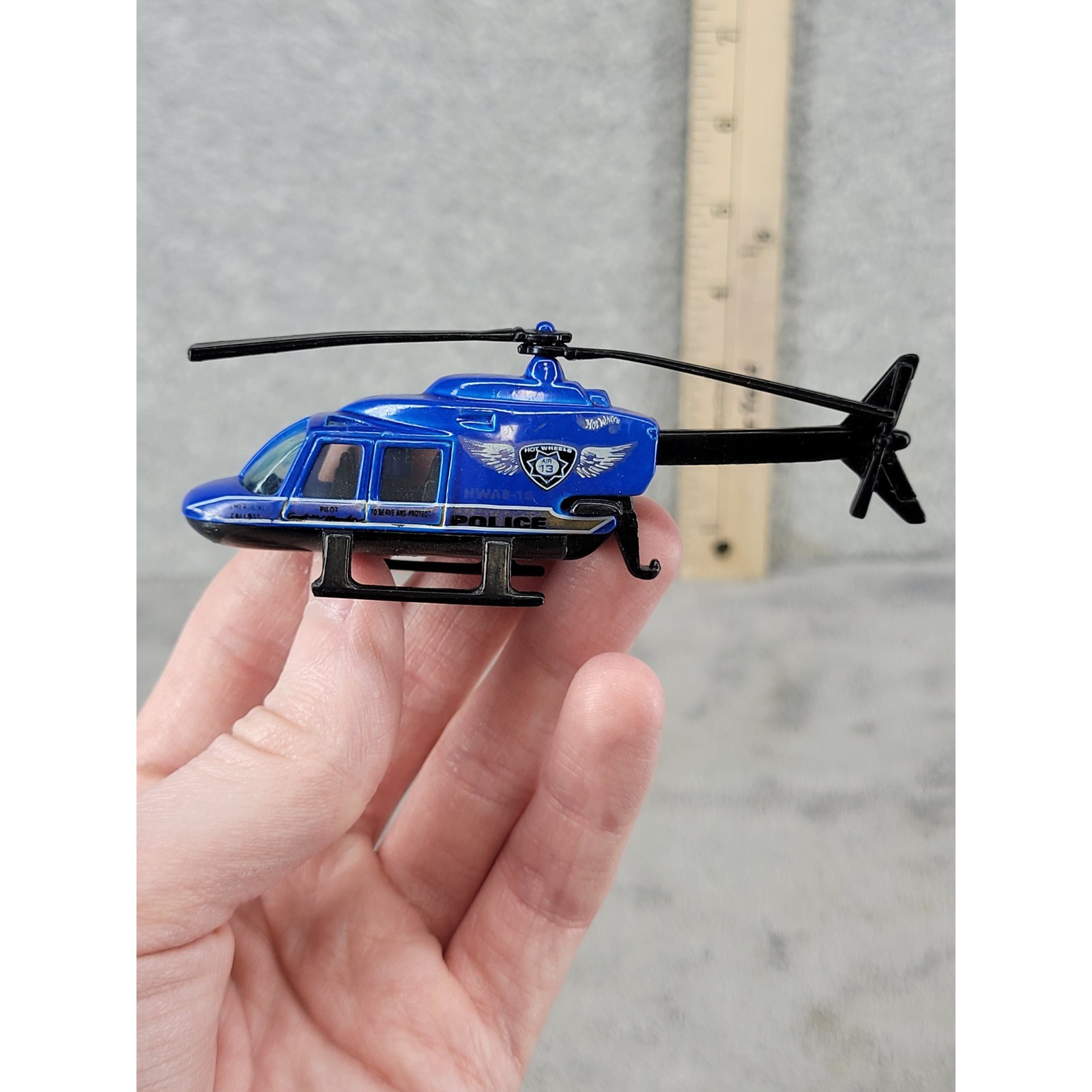 Hot Wheels Blue Police Helicopter HWAB-10 Air 13 Diecast 1989 Mattel Toy