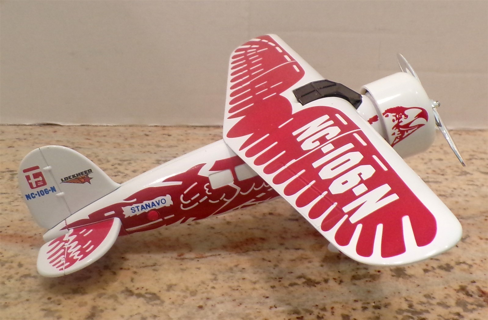 STANAVO STANDARD OIL LOCKHEED VEGA DIECAST AIRPLANE BANK SPEC CAST #35050 NIB