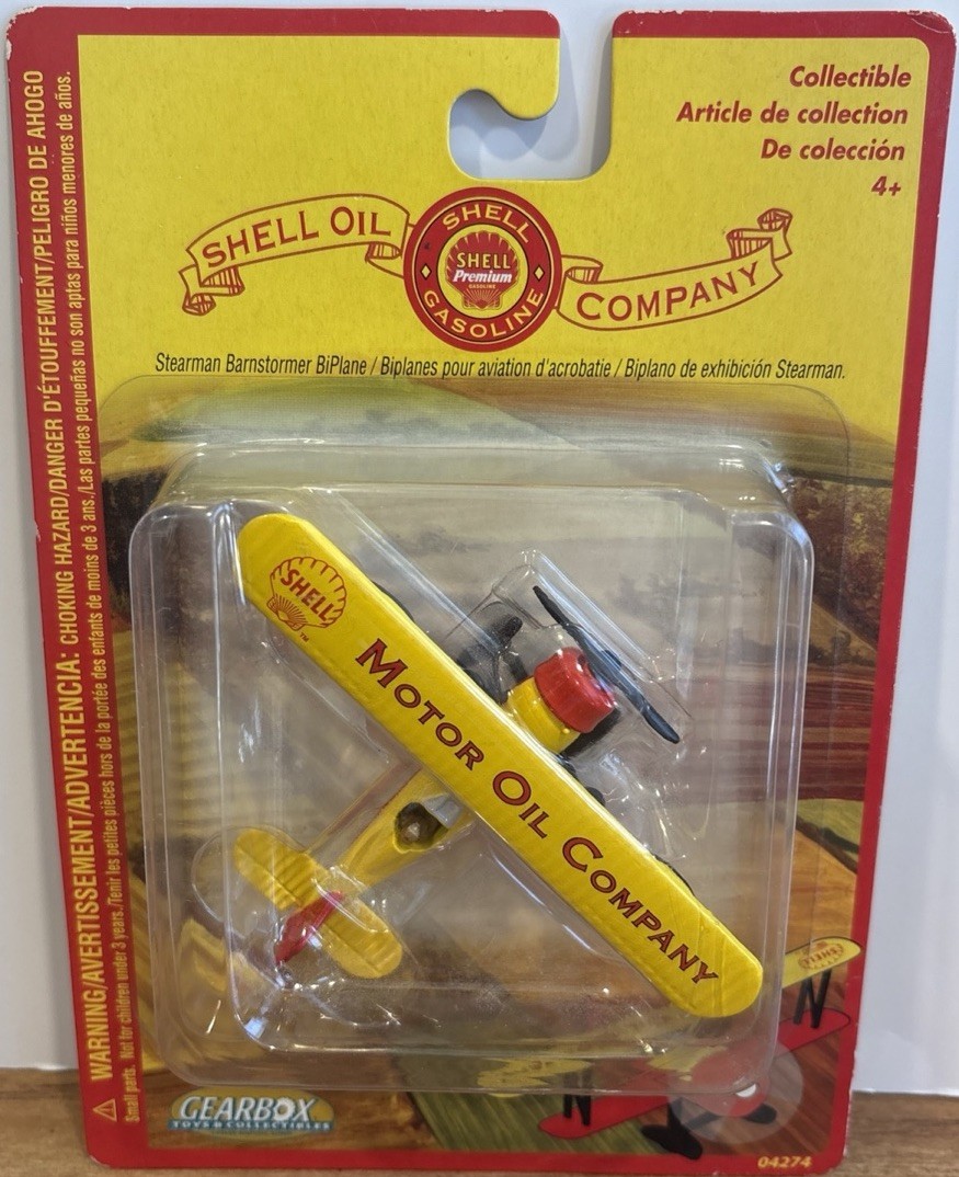 Shell Oil Company 1932 Stearman Bi-Plane Die Cast Replica Shell Collectible NIB