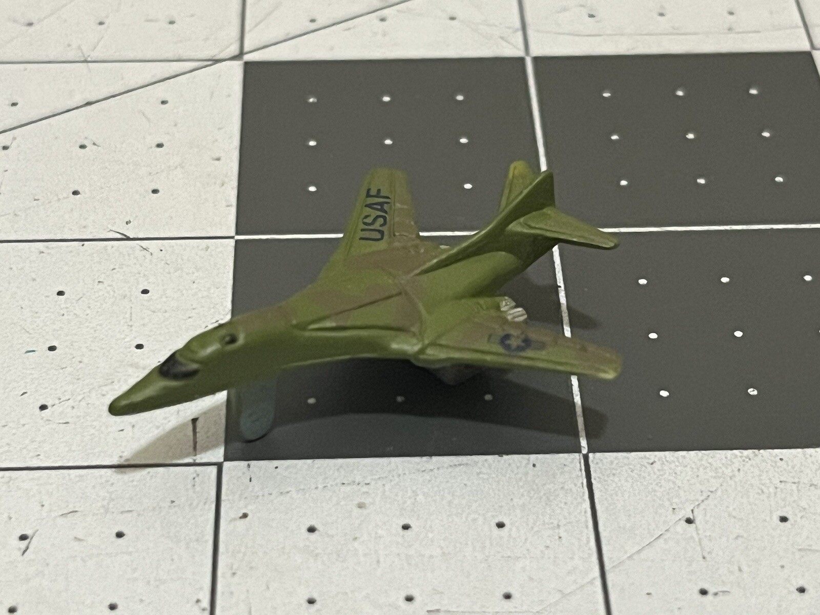Micro Machines Funrise 1989 mini USAF B-1 Bomber Jet plane green camo