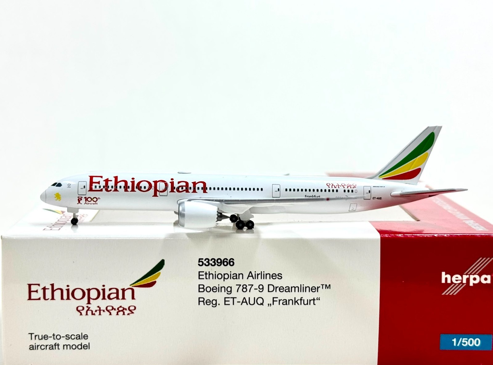Herpa 1:500 Ethiopian Airlines Boeing 787-9 Dreamliner “Frankfurt” ET-AUQ 533966