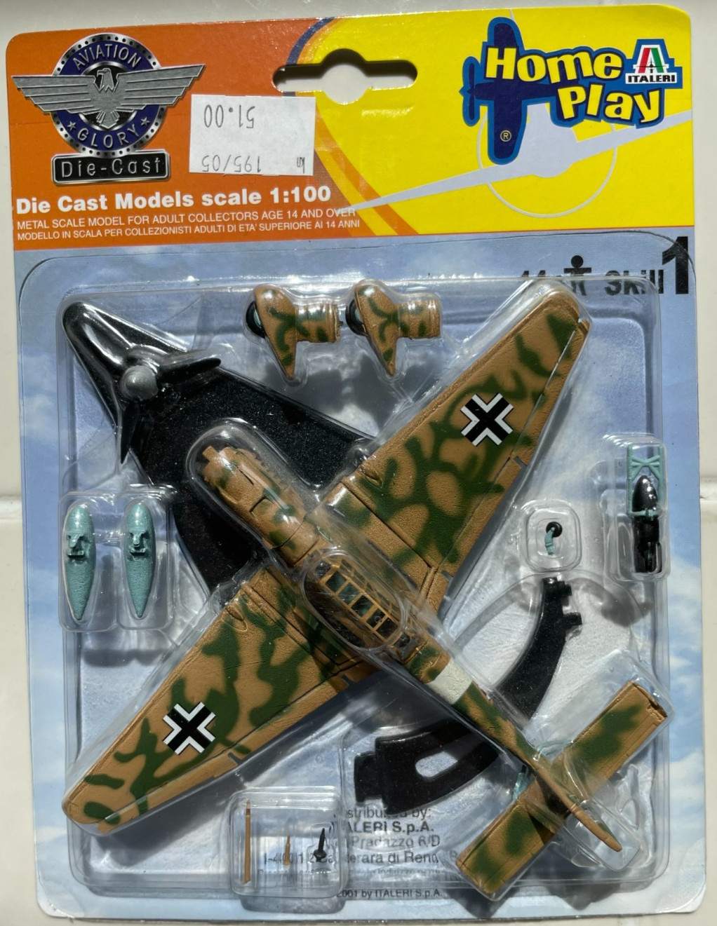 Stuka JU-87R Die-cast Model Aircraft – 1/100 scale – Italeri Homeplay – NEW