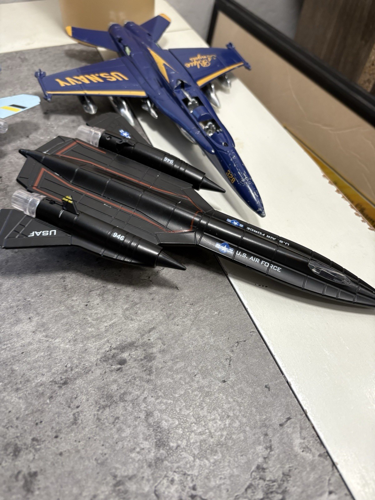 3 Fighter Jet Toys , F14 & F22 &Blue Angel Diecast Planes with Lights & Sounds