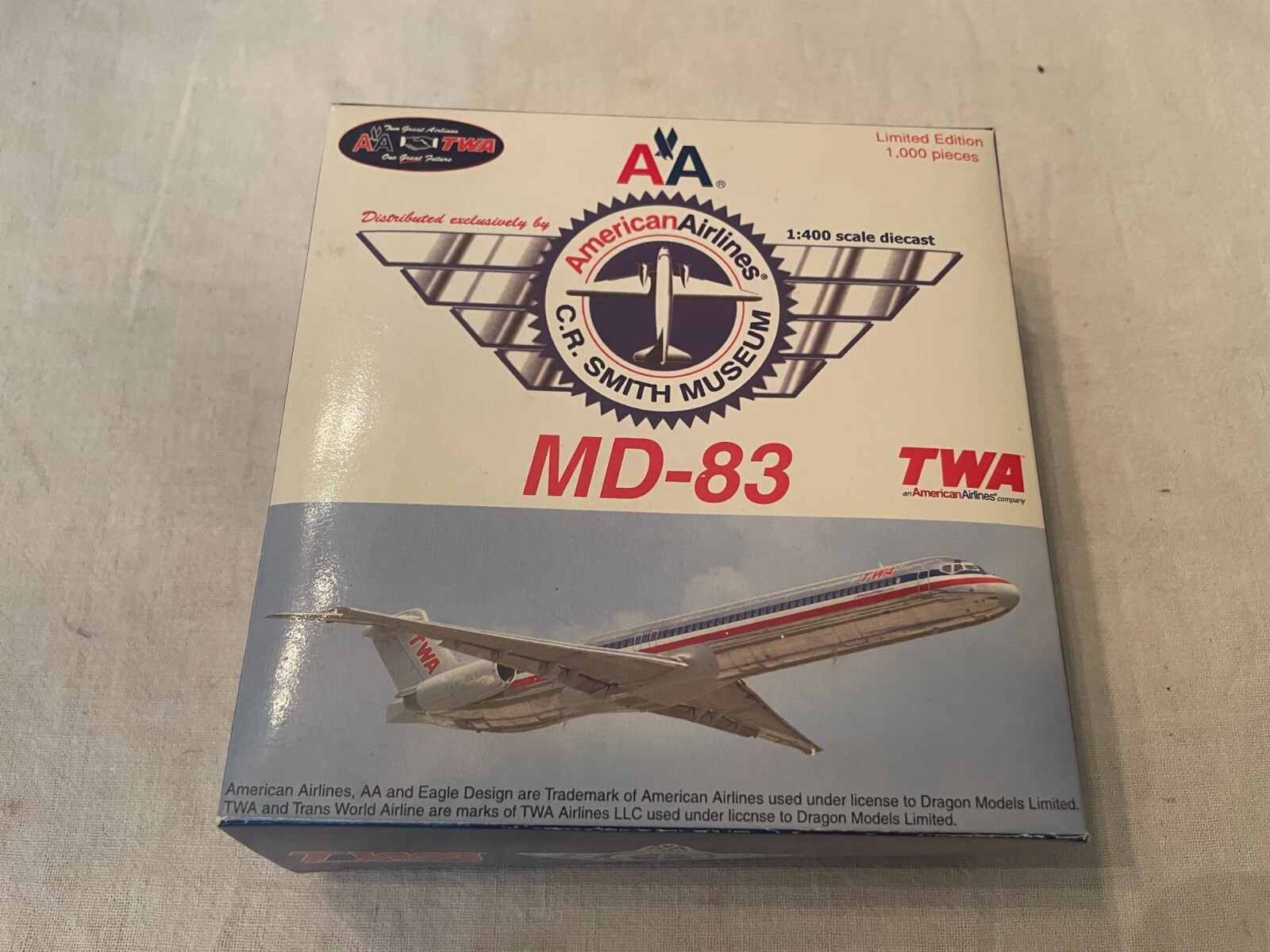 Dragon Wings 1/400 AA/TWA MD-83 #CRS 001 1/1000 Limited Edition NIB.