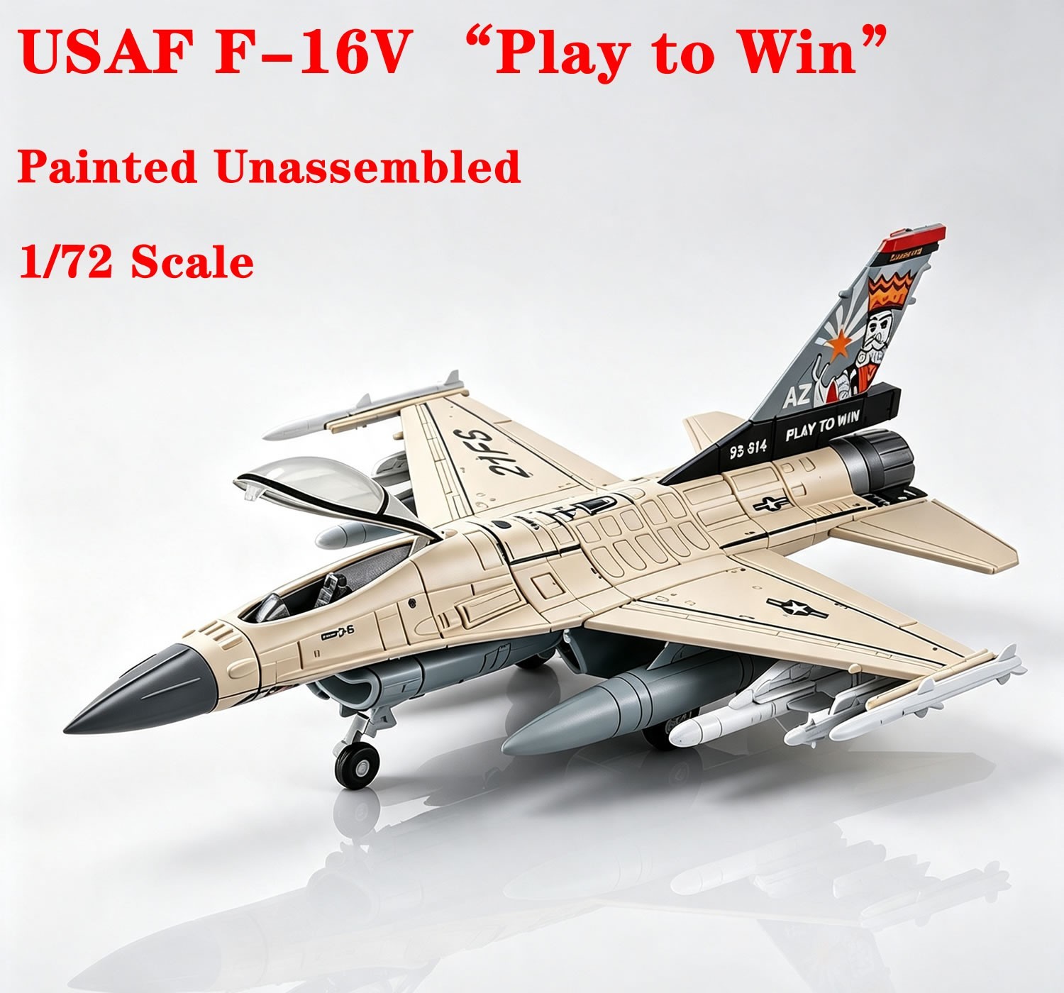 1/72 USAF F-16V Fighter Model Fighting Falcon “Play to Win” Painted Unassembled