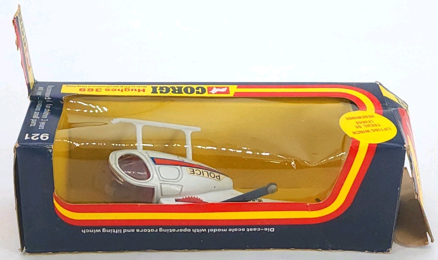 Vintage Diecast Corgi Hughes 369 Police Helicopter No. 921 With Box
