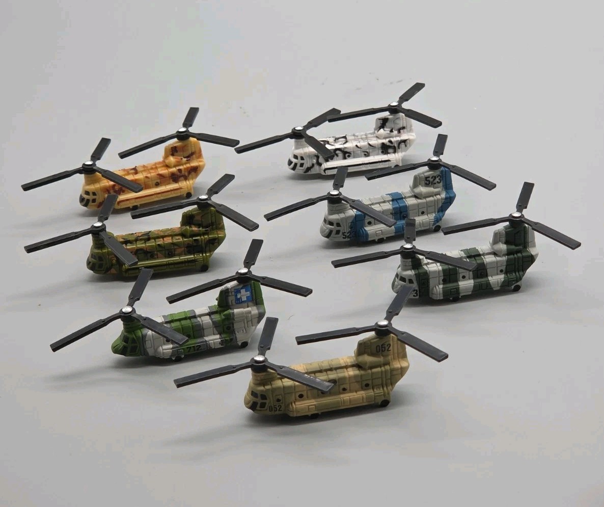 Hot Wheels Planet Micro CH-47 Chinook Transport Helicopter Military Lot Of 7