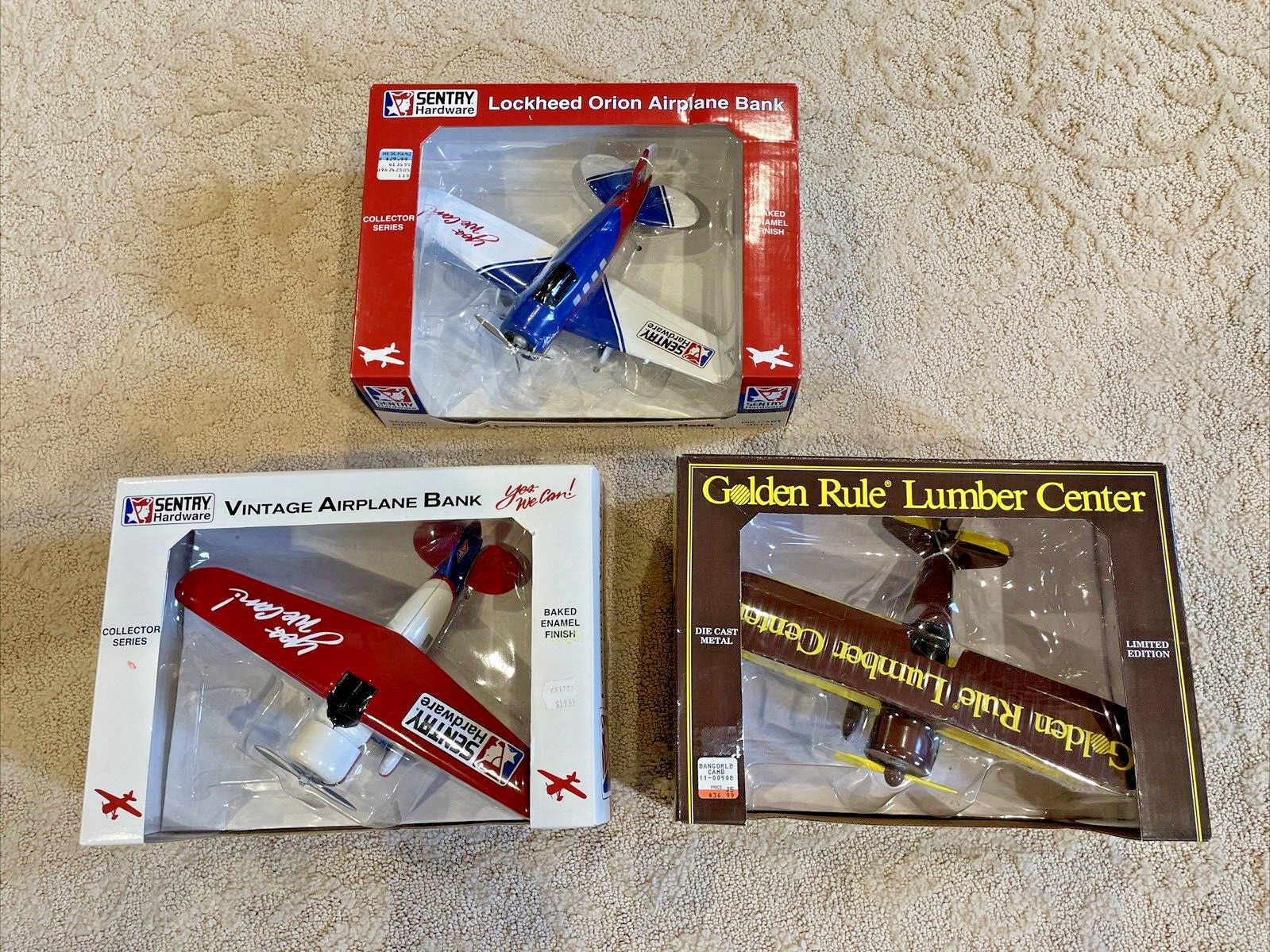 Lot of 3 Vintage Diecast Airplane Banks (Liberty Classics by Spec Cast)