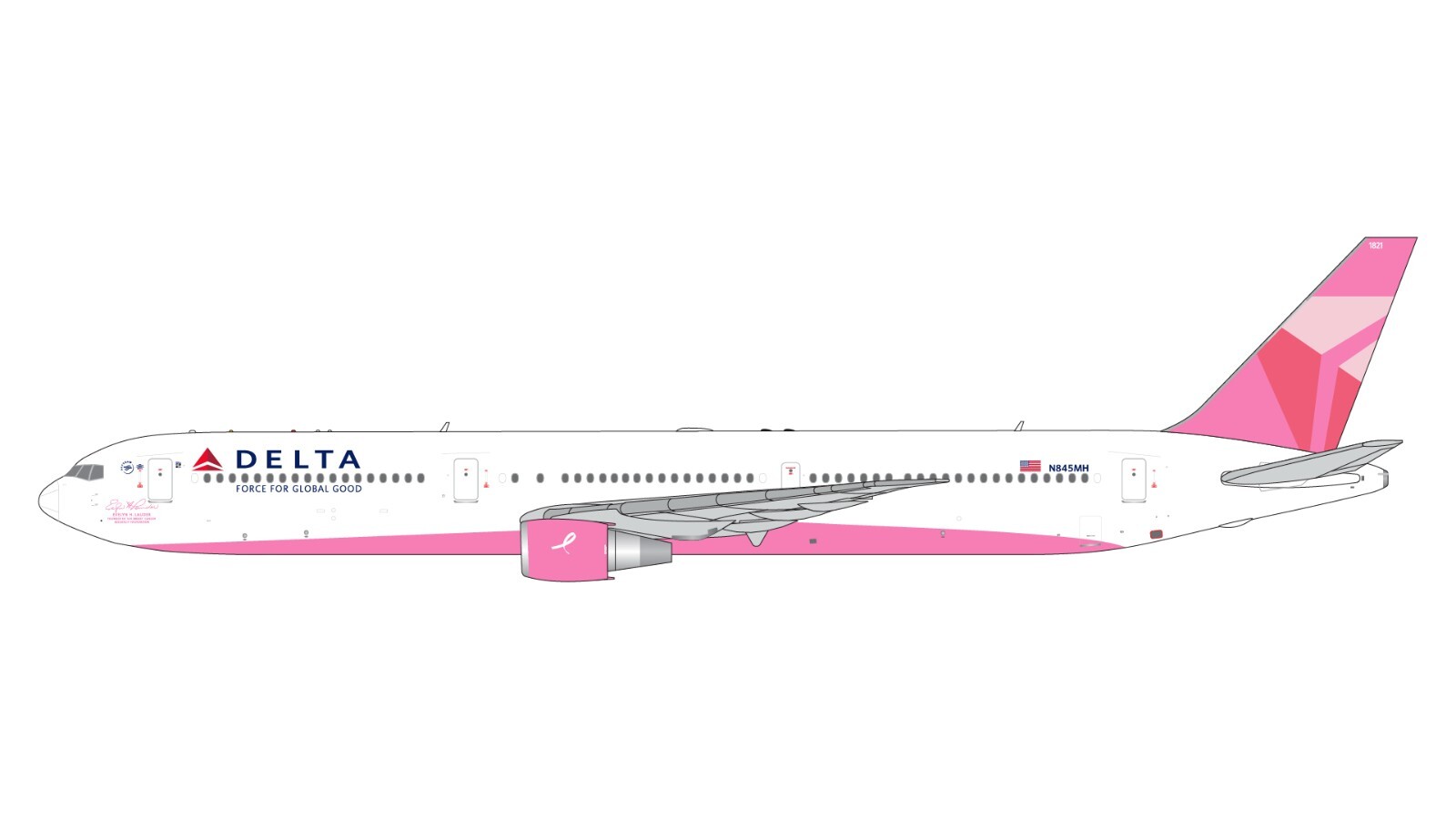 Delta Boeing 767-400ER N845MH Breast Cancer GeminiJets GJDAL2157 1:400 PRE-ORDER