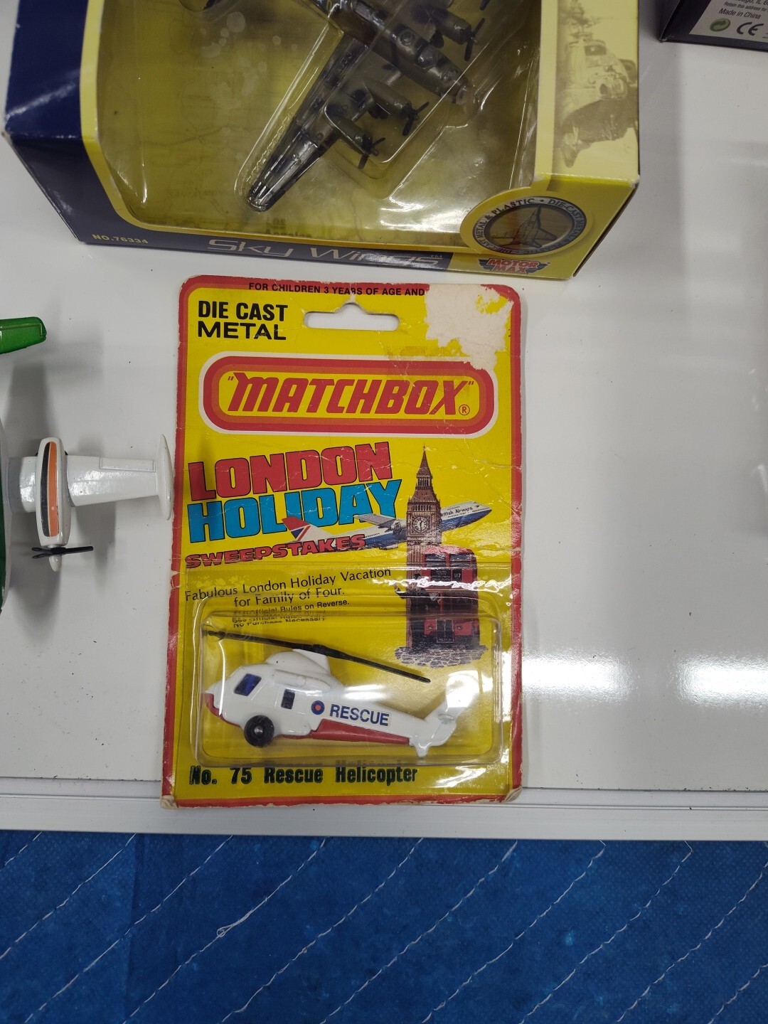 VINTAGE DIECAST (8) LOT ( PLANES & HELICOPTERS ) By CORGI, MATCHBOX, & SKY WINGS