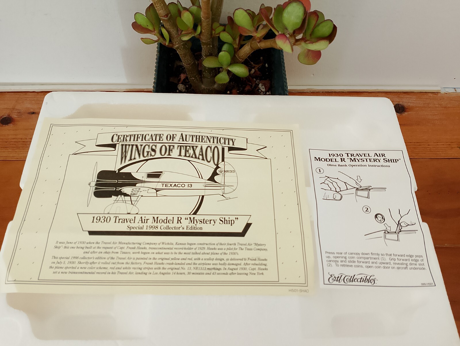 SPECIAL EDITION TEXACO AIRPLANE BANK 1930 TRAVEL AIR MODEL R “MYSTERY SHIP”