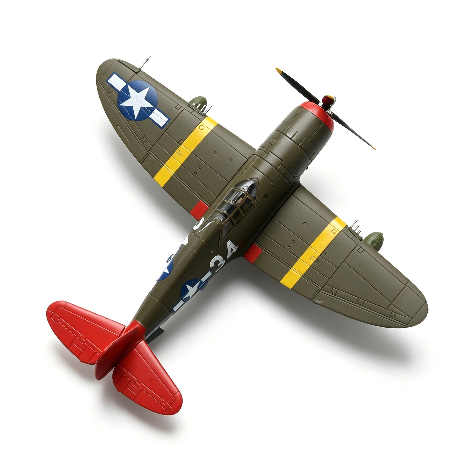 USAAF P-47D Thunderbolt Fighter Diecast Model 1/72 Olive Paint Red Nose Display