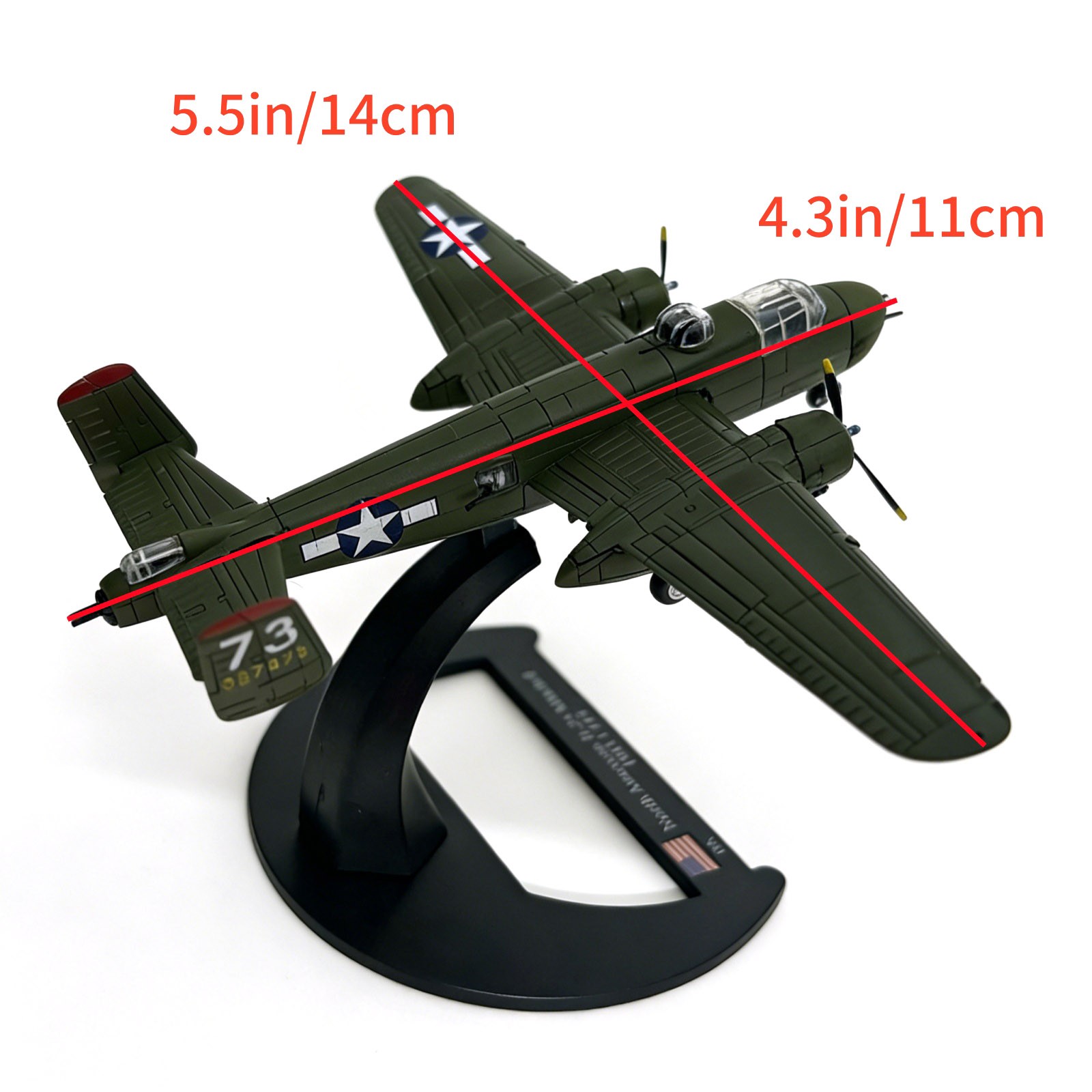 B-25 Mitchell Medium Bomber 1:144 Scale Diecast Replica With Display Stand